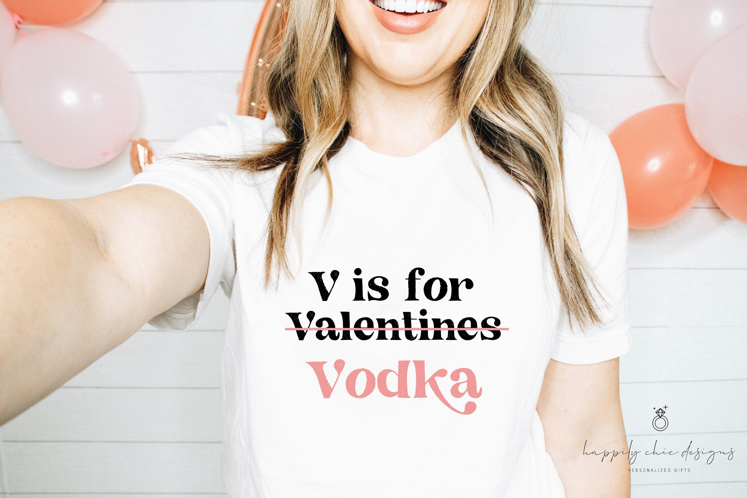 V is for vodka shirt- funny Valentine’s Day funny shirts- gift for galentines day tee - personalized custom shirt for Valentine’s Day