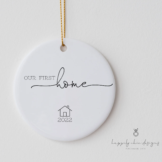 Our first home ornament home sweet home realtor ornaments for client new homeowner finally home address ceramic ornament for first home