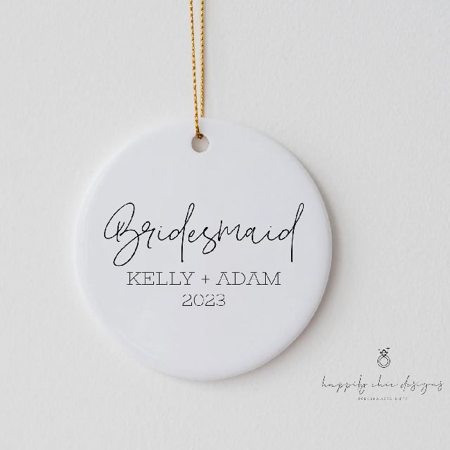 Bridesmaid proposal ornament ceramic - bridal party maid of honor proposal - 2023 bride to be - bridesmaid proposal box idea christmas gift