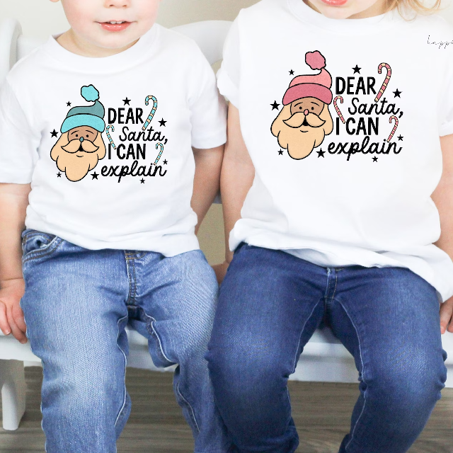 Dear santa i can explain kids youth Christmas shirts- funny matching family sibling shirts for christmas morning santa baby first christmas