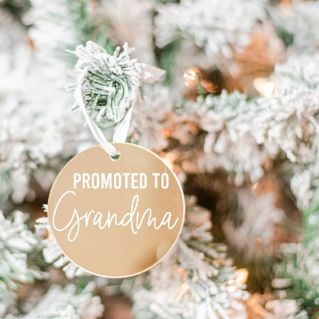 Promoted to grandma auntie - baby pregnancy announcement family best moms get promoted to christmas pregnancy ornament mama daddy baby idea