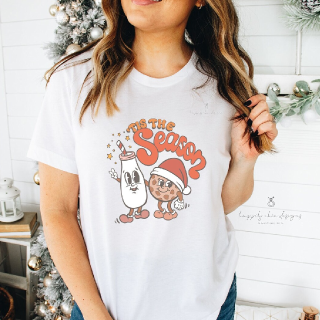 Retro Christmas it’s the season shirt- matching family Christmas Xmas tees- cookies and milk vintage christmas crew merry and bright