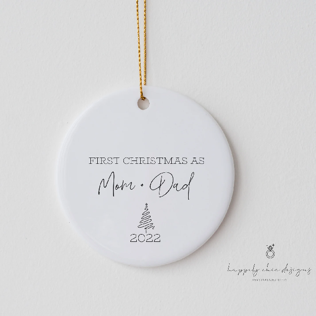 First christmas as mom and dad ornament - new parents gift- baby’s first christmas ornament 1st christmas as mama daddy baby shower idea