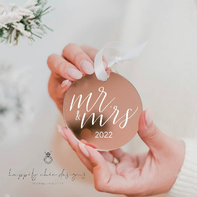 Mr and mrs our first Christmas married 2022 ornaments- newlywed gift idea- christmas gift idea for bride to be- acrylic ornaments- holiday