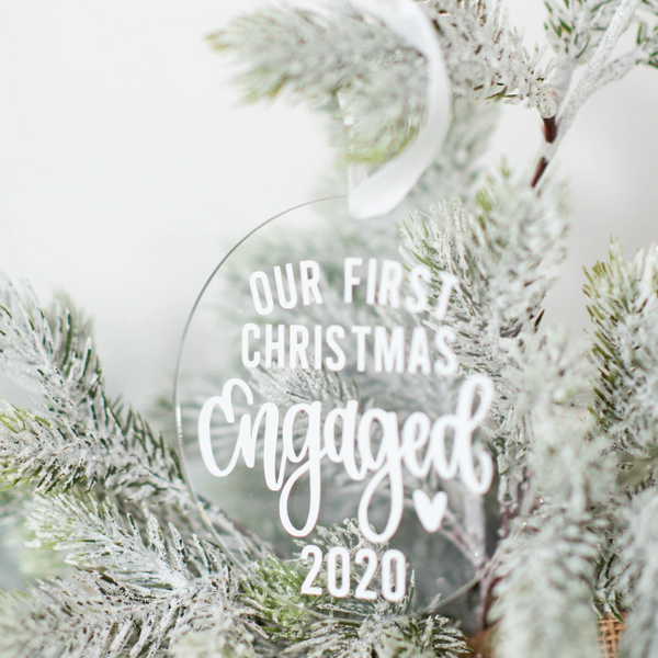 Our first Christmas engaged 2022 ornaments- engagement gift idea- christmas gift idea for bride to be- future Mrs acrylic ornaments- holiday