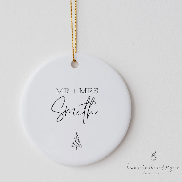 Our first christmas engaged ornament ceramic mr and mrs married Newlyweds bride groom wifey and husband ornament wedding day couples year