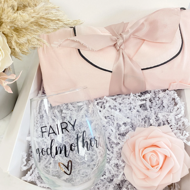 Fairy Godmother proposal box idea- godmother wine glass- will you be my godparents box- personalized godmother gift- fairy godmother box